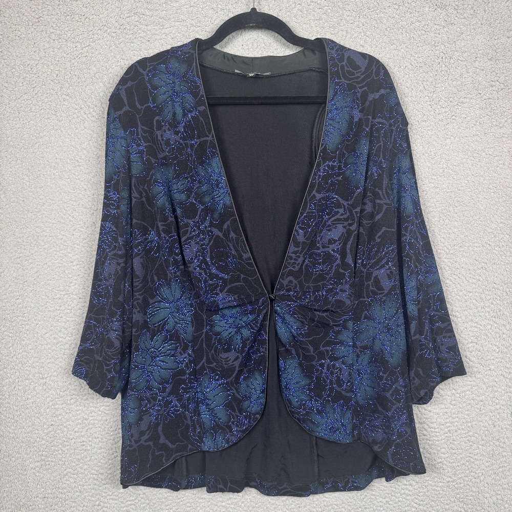 VTG Onyx Nite by Wendye Chiatin Top Womens 2X Glitter Glam Wrap Office Career‎ - Picture 2 of 12